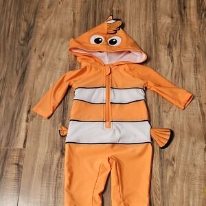 Disney Orange Fish Hooded Baby/Toddler Swimsuit 3-6 Months